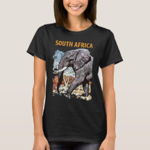 Camiseta Preta Retro de Viagem de Elefante da Áfri