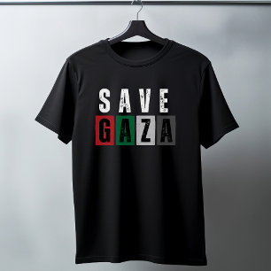Camiseta preta SAVE GAZA para o homem