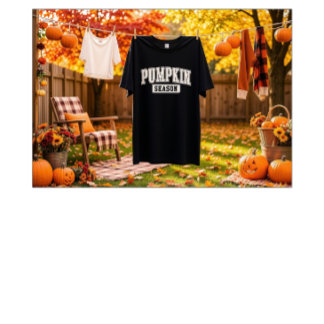 Camiseta Preta Simples de Abóbora de Outono Estilo
