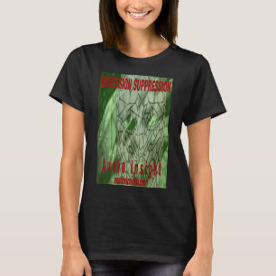 Camiseta preta "Supressão de Obsessão" feminina.