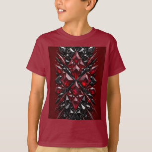 Camiseta Preta Vermelha Rubi Cristal 3D Mosaico pa