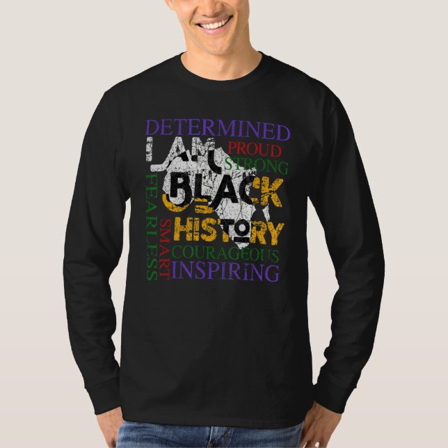Camiseta Preto Afrocêntrico Americano I Am Black History Mo (Frente)