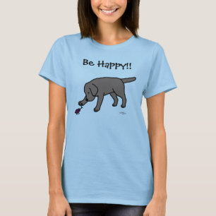 Camiseta Preto amigável Labrador dos desenhos animados do