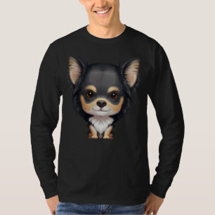 Camiseta Preto & Tan Long Haired Chihuahua