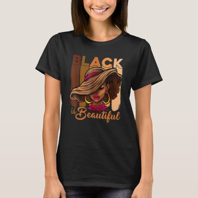 Camiseta Preto: Belo Melanin Afro Rainha Negra (Frente)