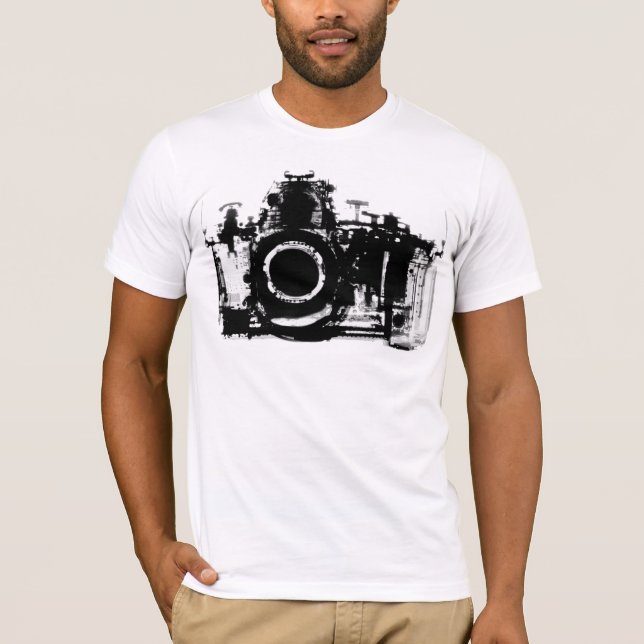 CAMISETA PRETO & BRANCO DA CÂMERA DA VISÃO DO RAIO X (Frente)