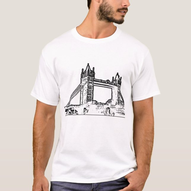 Camiseta Preto branco da ponte de Inglaterra Londres o (Frente)