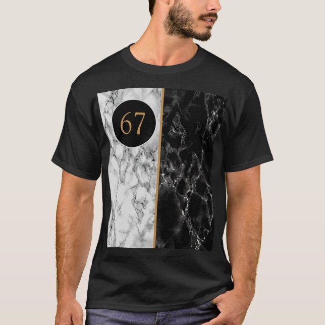 Camiseta Preto Branco Mármore 67 (Frente)