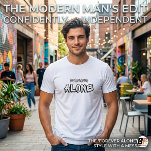 Camiseta Preto Branco Simples Para Sempre Sozinho Texto