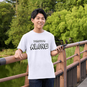 Camiseta Preto Branco Simples Para Sempre Sozinho Texto