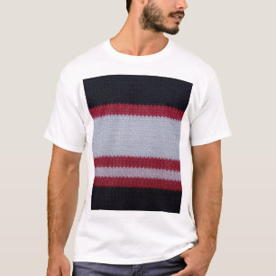 Camiseta Preto Branco Vermelho: Padrão de Tecido Roubado Kn