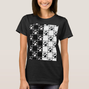 Camiseta Preto Branco Xadrez Cute Windowpane Pata Plaid