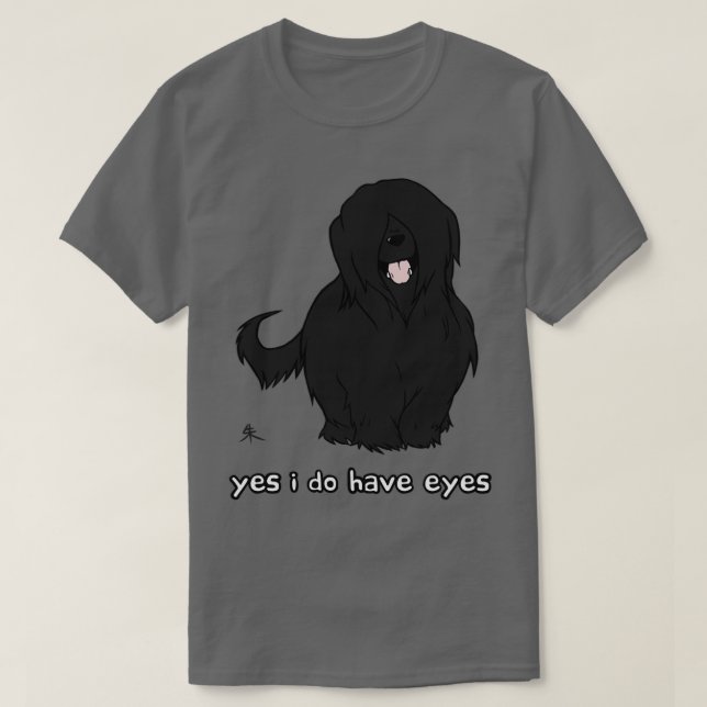Camiseta Preto Briard Sim, tenho olhos (Frente do Design)