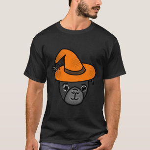 Camiseta Preto com Chapéu de Bruxa Laranja e Amigo de Aran