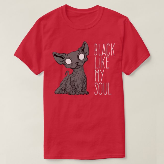 Camiseta Preto como minha alma Kitten (Frente do Design)