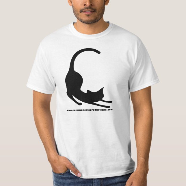 Camiseta Preto comum do logotipo dos gatos (Frente)
