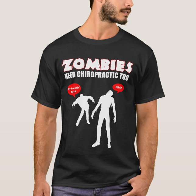 Camiseta Preto da quiroterapia da necessidade dos zombis (Frente)