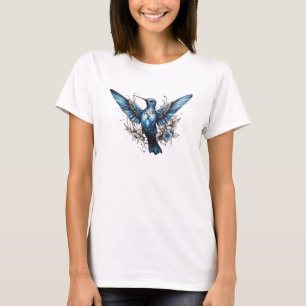 Camiseta preto-de-beija-flor-azul-escura