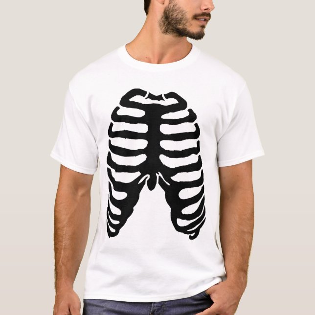 Camiseta Preto de esqueleto humano de Ribcage (Frente)