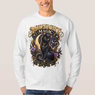 Camiseta Preto de Gato Mágico da Meia-Noite |