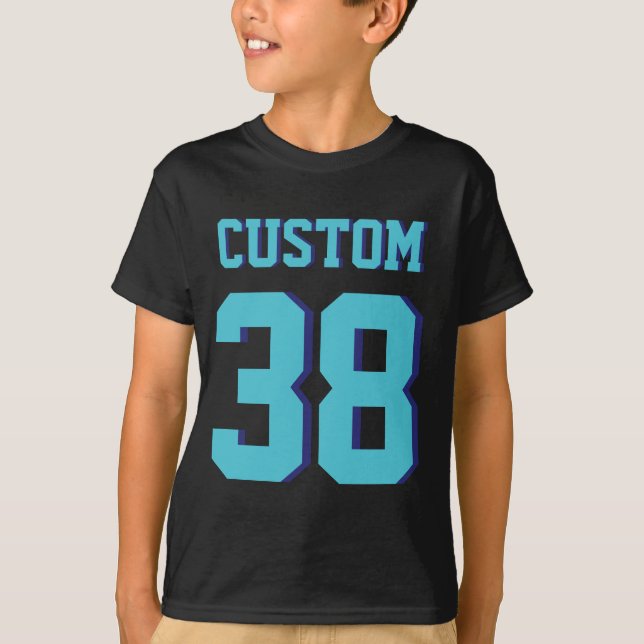 Camiseta Preto & design do jérsei dos esportes dos miúdos | (Frente)