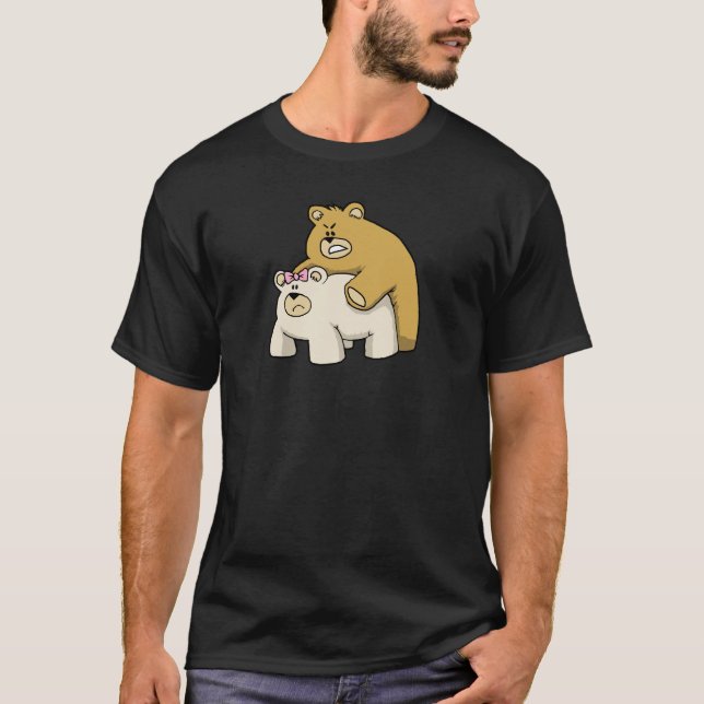 Camiseta preto do abraço de ursos (Frente)