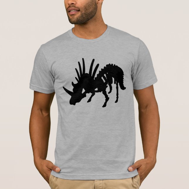 Camiseta Preto do esqueleto do dinossauro do Styracosaurus (Frente)