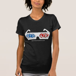 Camiseta Preto do logotipo do 3D de Ladie