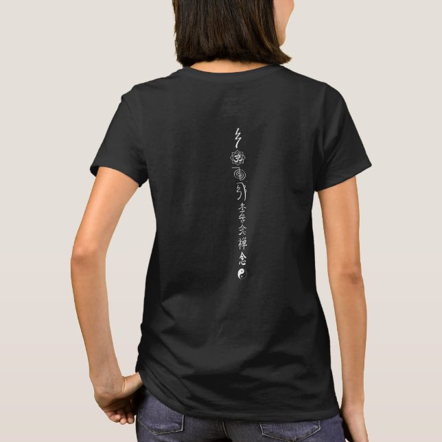 Camiseta Preto do T das mulheres do Reflexology do (Verso)