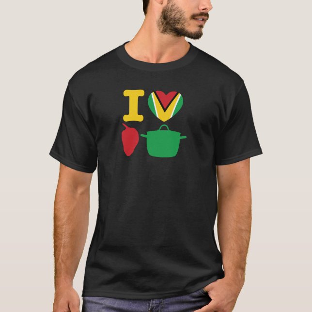 Camiseta Preto do T do pote de pimenta de Guyana (Frente)