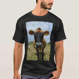 Camiseta Preto do t-shirt da vaca do jérsei dos homens