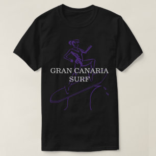 Camiseta Preto do t-shirt do surf de Gran Canaria