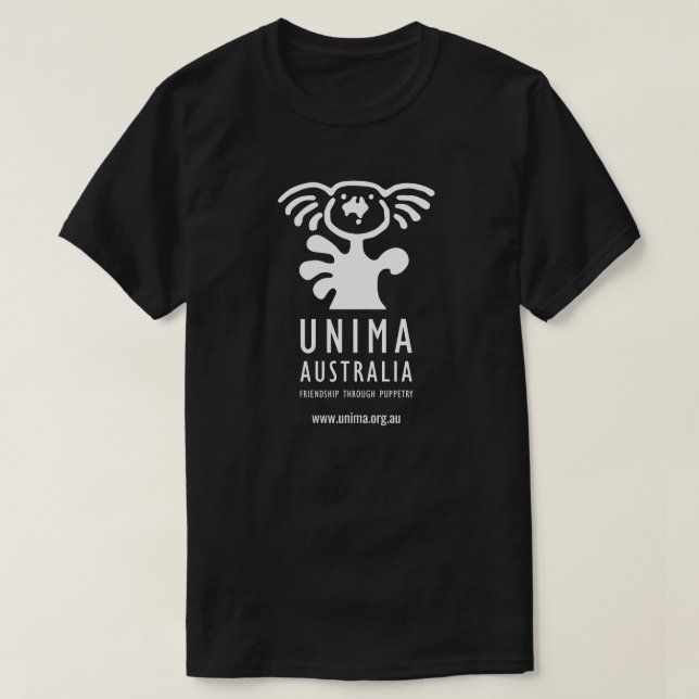 Camiseta Preto do t-shirt dos homens de UNIMA Austrália (Frente do Design)