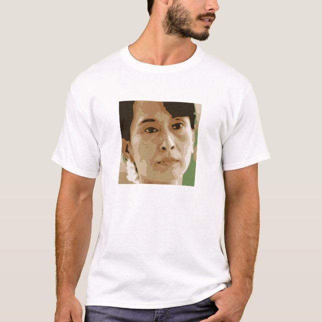 Camiseta preto do verde do líder de Aung San Suu Kyi Burma (Frente)