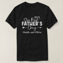 Camiseta Preto dos Homens do Primeiro Dia de os pais