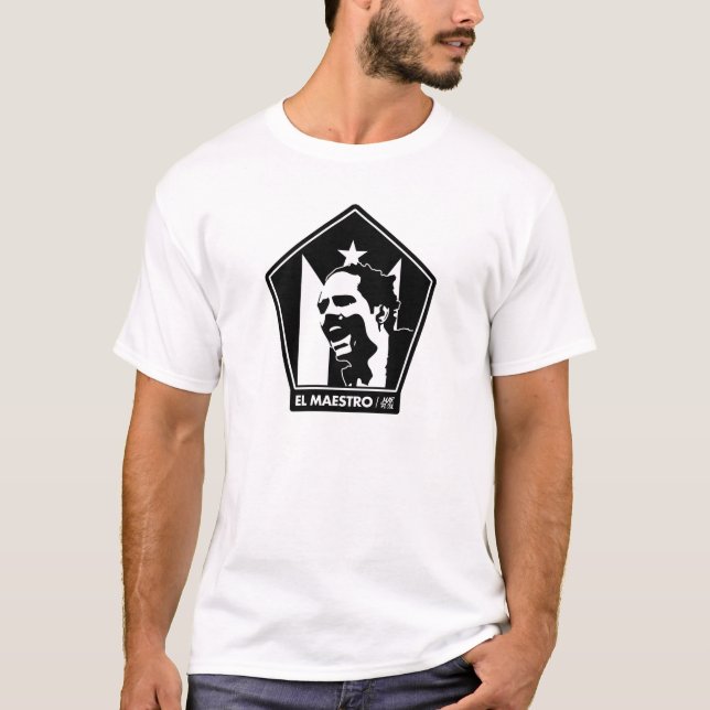 CAMISETA PRETO DOS MAESTROS %PIPE% DO EL & BRANCO (Frente)