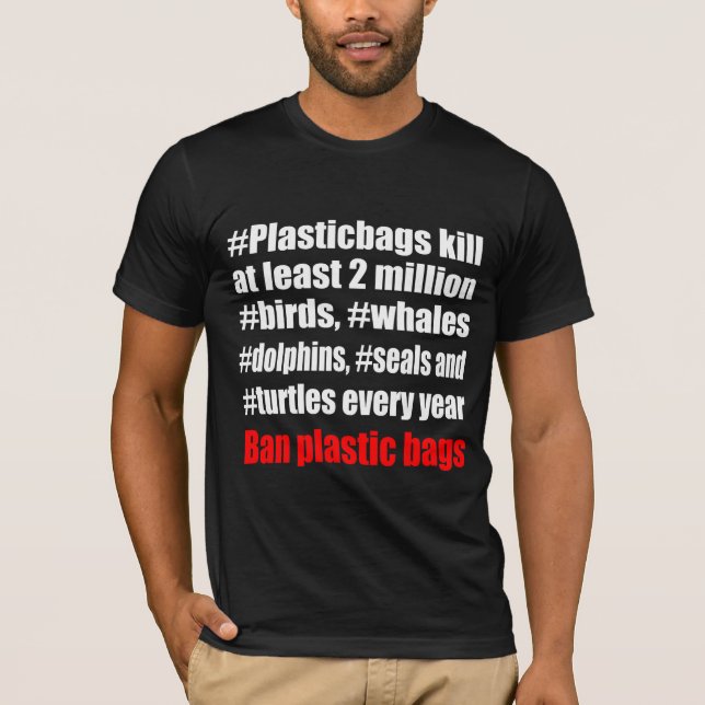 Camiseta Preto dos sacos de plástico (Frente)