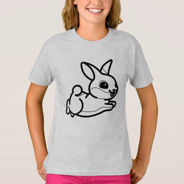 Camiseta PRETO E BRANCO #39 - Coelho Saltando (Frente)