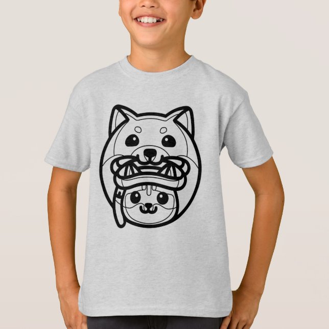 Camiseta PRETO E BRANCO #54 - Cachorro e gato numa aventura (Frente)