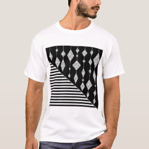 Camiseta Preto e branco, abstrato, geométrico, simples, Dig