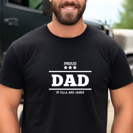 Camiseta Preto e Branco Proud Dad T-Shirt