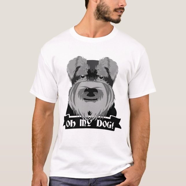 Camiseta Preto e Branco Schnauzer Oh Meu Cão (Frente)