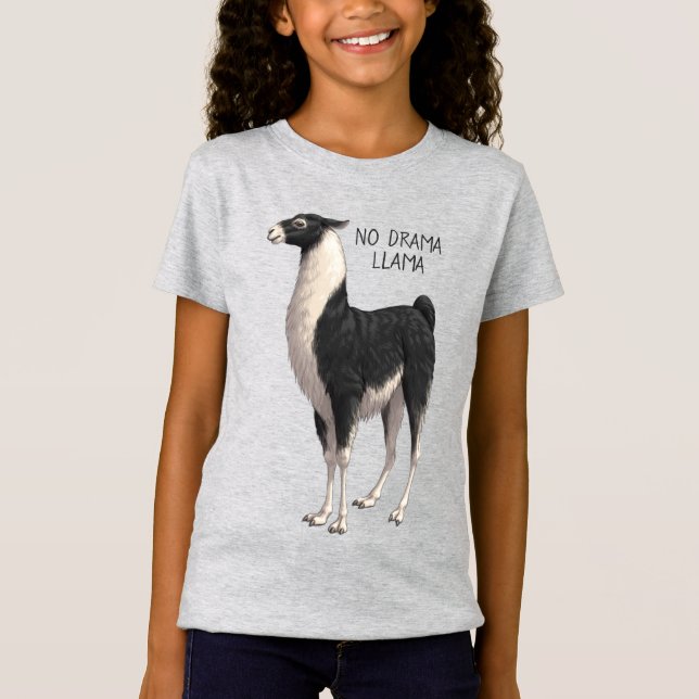Camiseta Preto e Branco Sem Drama Llama (Frente)