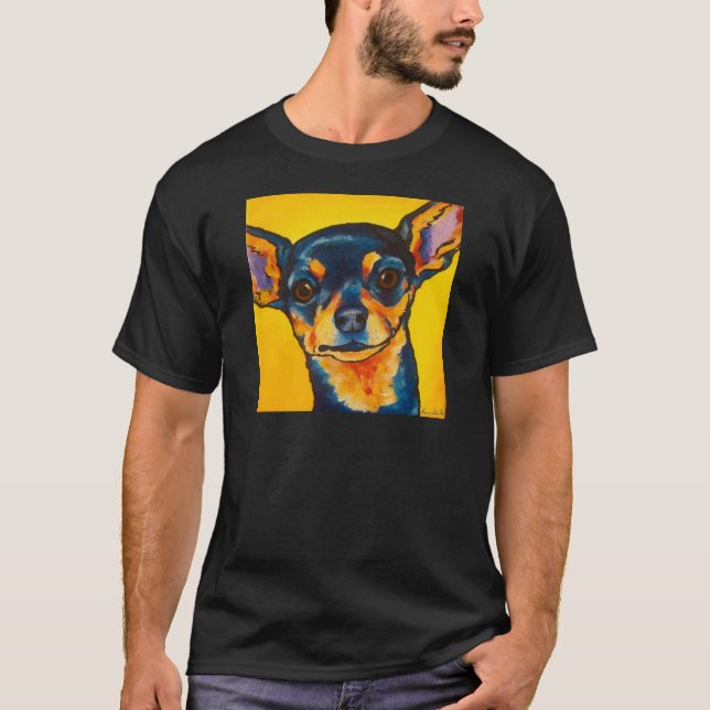 Camiseta Preto e chihuahua de Tan (Frente)