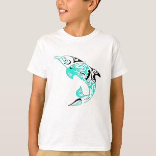 Camiseta Preto e design tribal do tatuagem do golfinho da