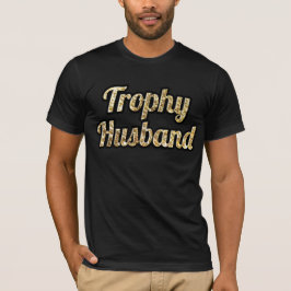 Camiseta Preto e ouro do marido do troféu Glittery