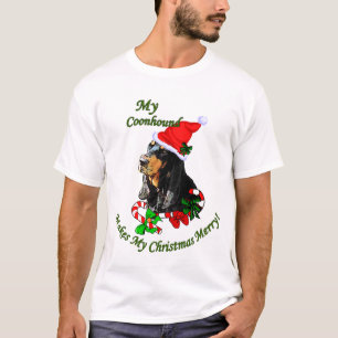 Camiseta Preto e presentes do Natal do Coonhound de Tan