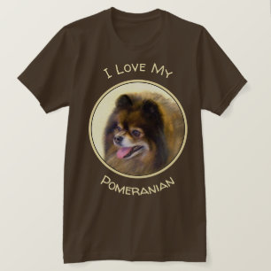 Camiseta Preto e Tan de Pomeranian que pintam a arte