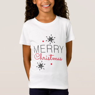 Camiseta Preto e Vermelho Flocos de Neve de Natal