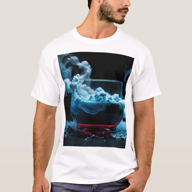Camiseta Preto e Vidro Que Abstrato de fumaça Moderno (Frente)